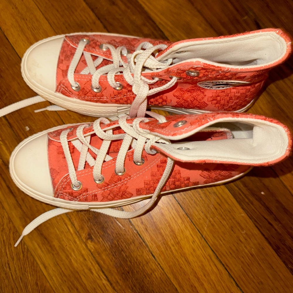 High Top Platform Orange Patterned Converse - image 2